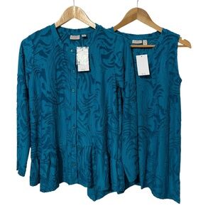 NWT Logo Womens Tank Top and Button Up Set Size XXS Valentines Day Gift